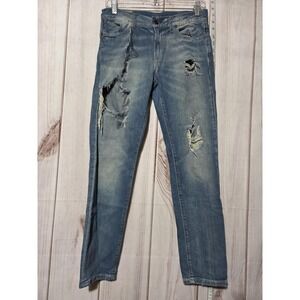 Polo Ralph Lauren Jeans Womens 26/32 Blue Astor Slim Boyfriend Distressed Ripped